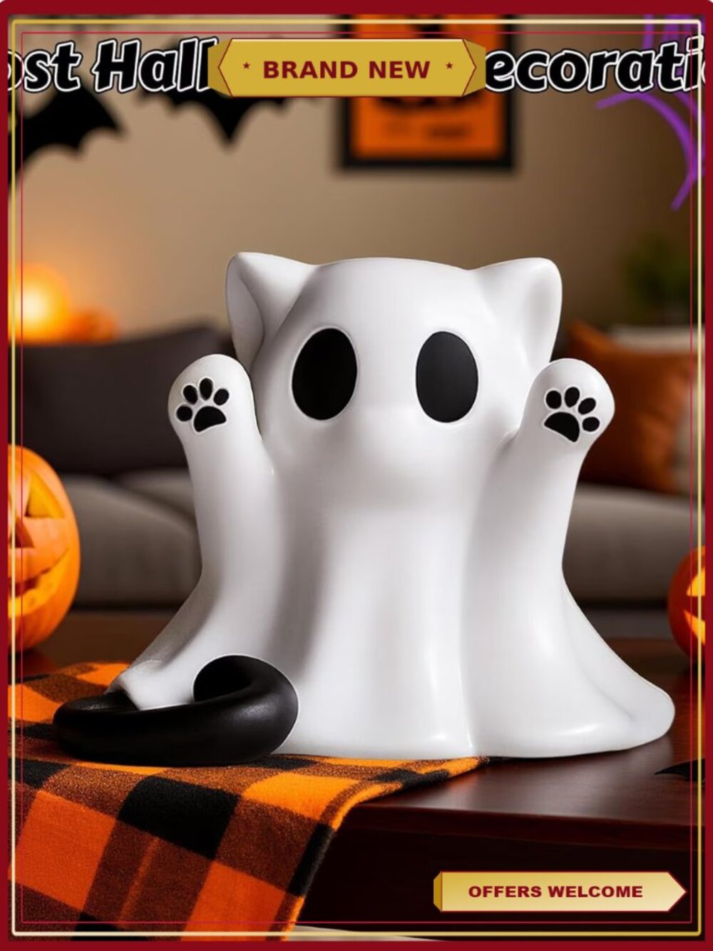 Halloween Ghost Figurine Spooky Resin Statue Cute Decor